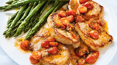 Seared Pork Chops with Wilted Tomatoes by Ricardo
