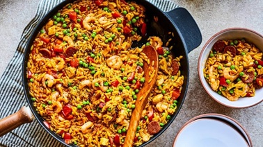 Quick Paella with Orzo by Geneviève O'Gleman