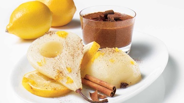 Lemon Pear Papillote with Healthy Chocolate Mousse
