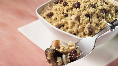Roasted Millet Pilaf with Mushrooms and Raisins
