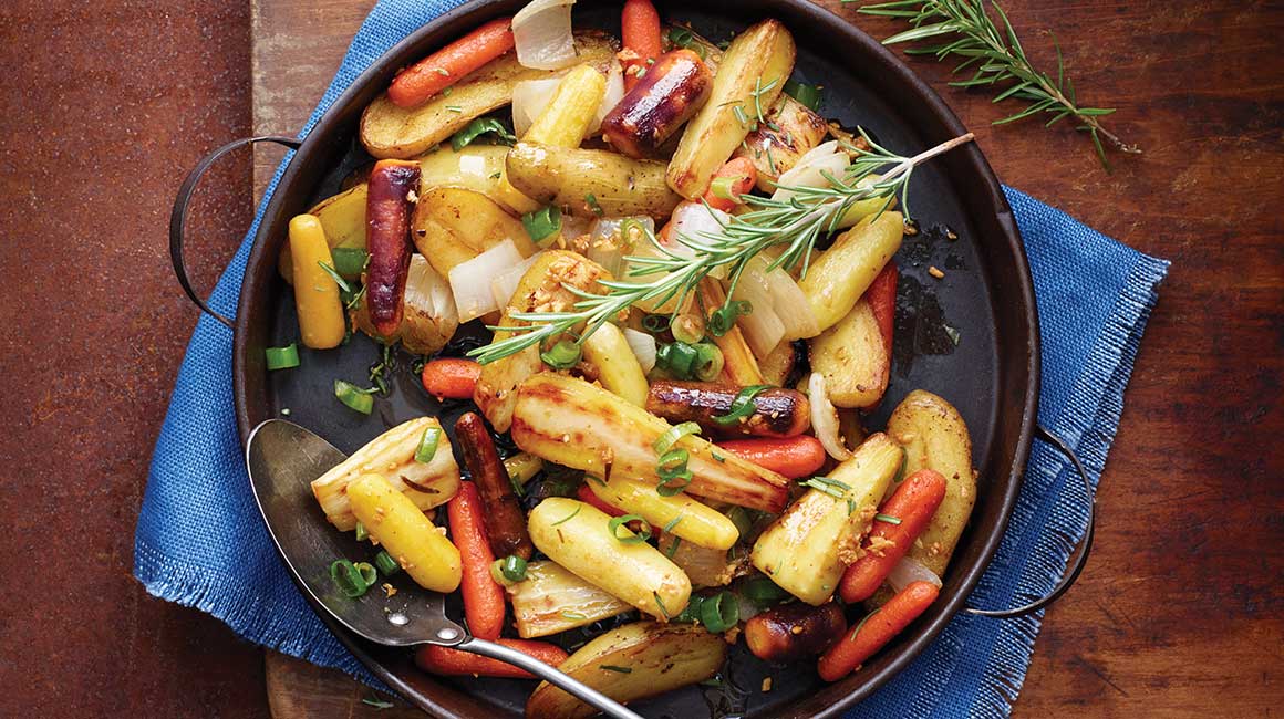 Root vegetables with rosemary