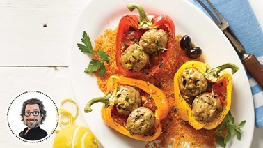 Greek-style stuffed peppers from Christian Bégin