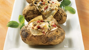 Baked potatoes with two-chesse topping