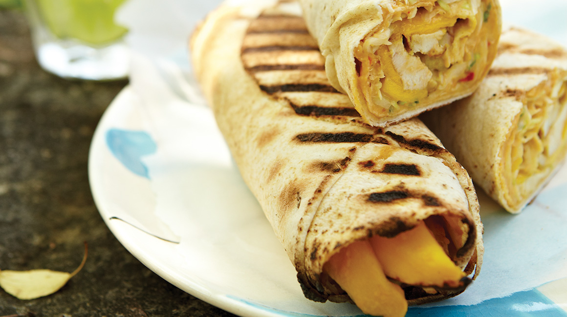 Grilled Chicken and Mango Pitas