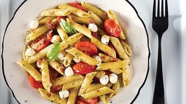 Pesto Penne with Tomato and Bocconcini