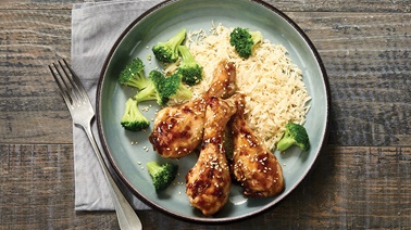 General Tao Chicken Drumsticks with Broccoli & Rice