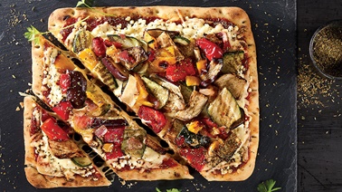 Grilled Veggie, Goat Cheese and Herbes de Provence Pizza
