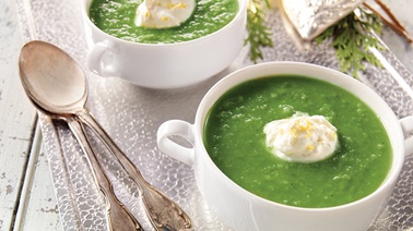 Green pea and ginger cream soup from Josée di Stasio