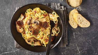 Pâtes carbonara aux champignons de Josée di Stasio 