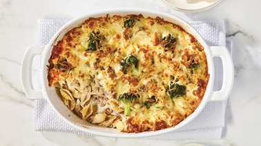 Pasta and broccoli Alfredo au gratin