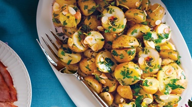 Mini potatoes with brown butter & herbs