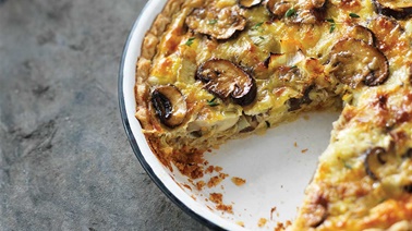 Quiche aux poireaux et aux champignons