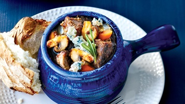 Beef & mushroom stew with blue cheese