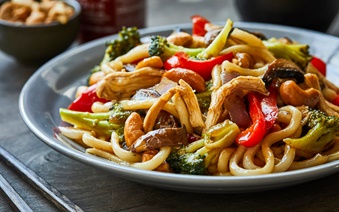 Pulled Chicken Stir Fry with Udon Noodles by Geneviève O’Gleman