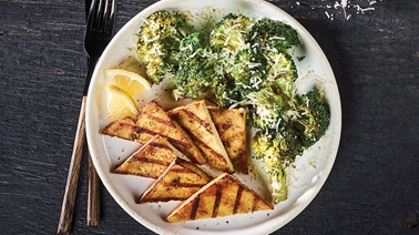 Grilled Broccoli and Tofu Caesar Salad