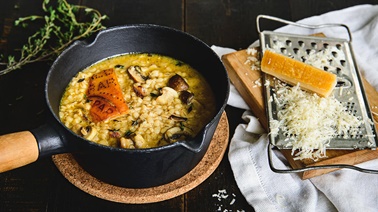 Barley, Mushroom and Parmesan Rind Soup