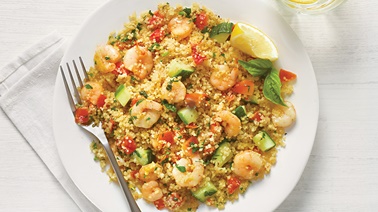 Warm Gamberi Shrimp Couscous Salad with Lemon & Herbs