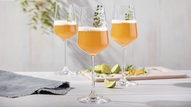 Lager, mango, and lime sangria