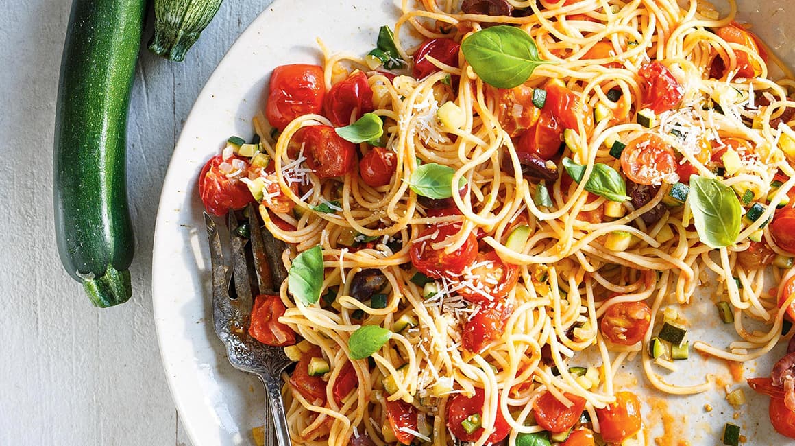 Cherry Tomato and Zucchini Spaghetti