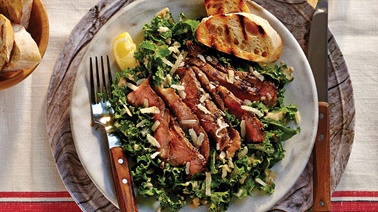 Kale and steak Caesar salad