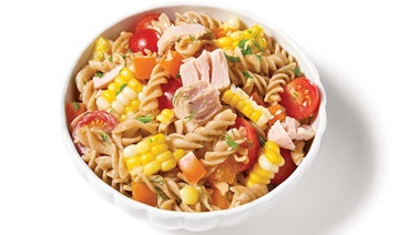 Pasta, corn, and tuna salad