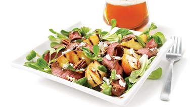 Summer bison salad with smoked paprika and grilled peaches
