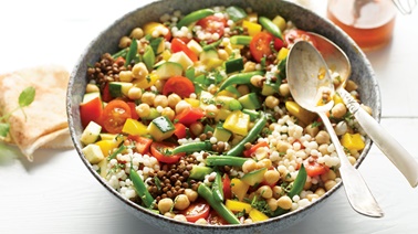 Chickpea and couscous salad with harissa vinaigrette