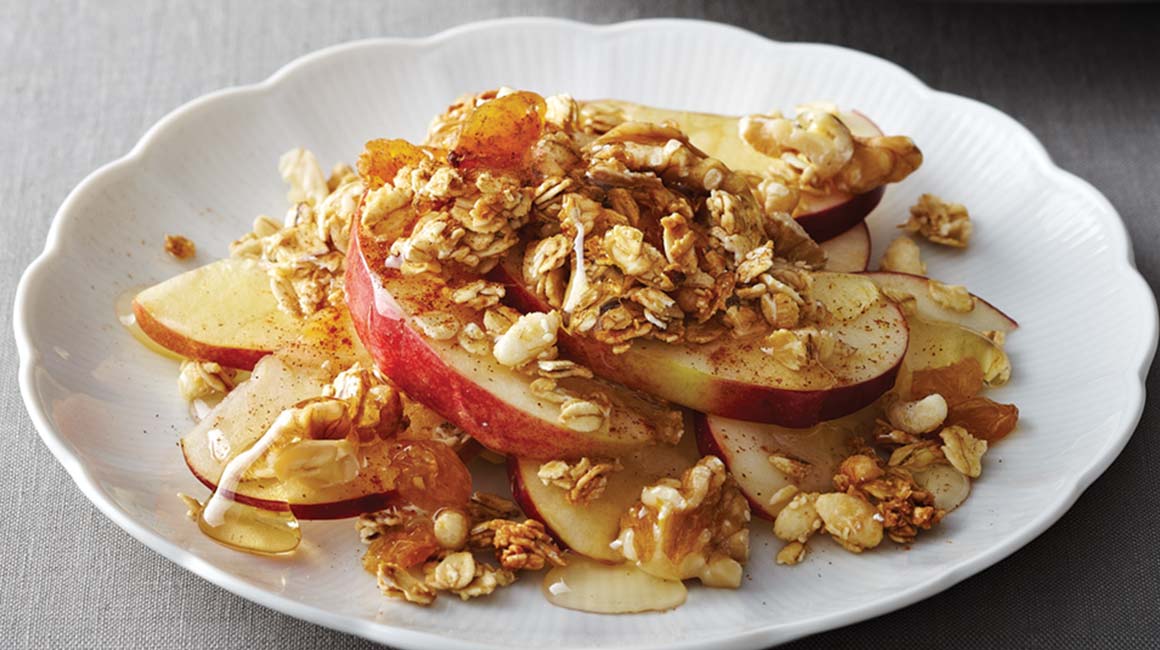 Spiced apple salad with granola
