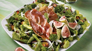 Rapini, fig and prosciutto chip salad