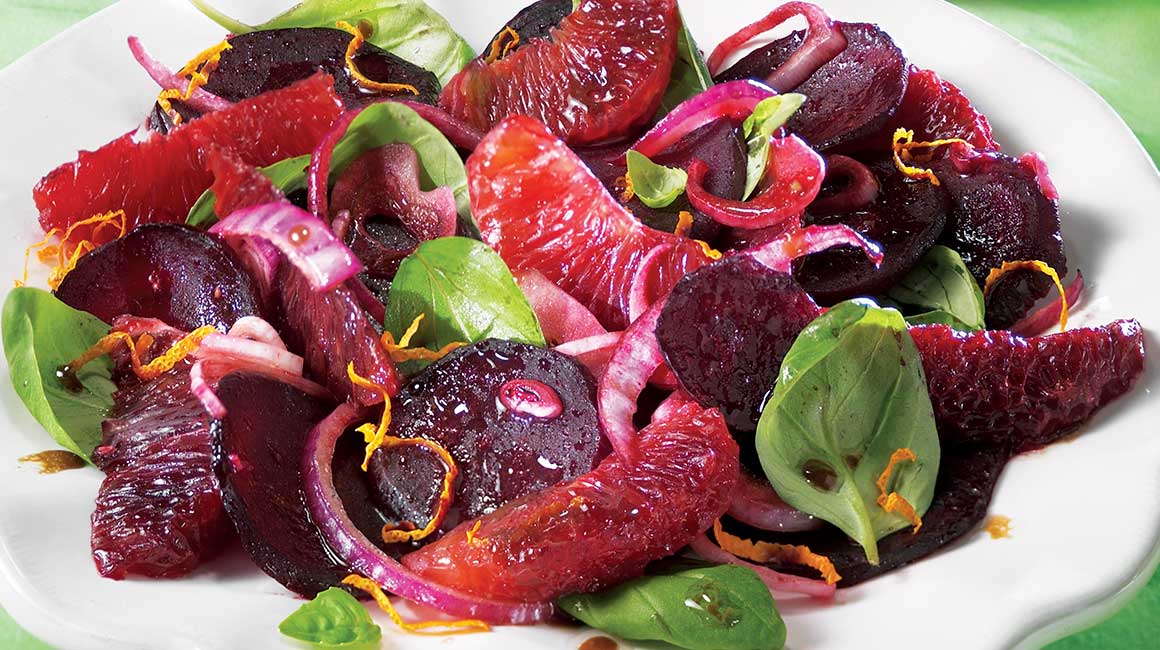 Warm beet and blood orange salad