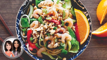 Asian-style warm shrimp salad