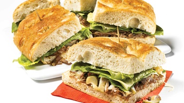 Roast beef and raclette cheese sandwich