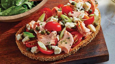 Open-faced salmon dinner sandwiches