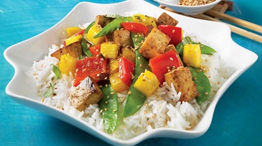 Mango-basil tofu stir-fry