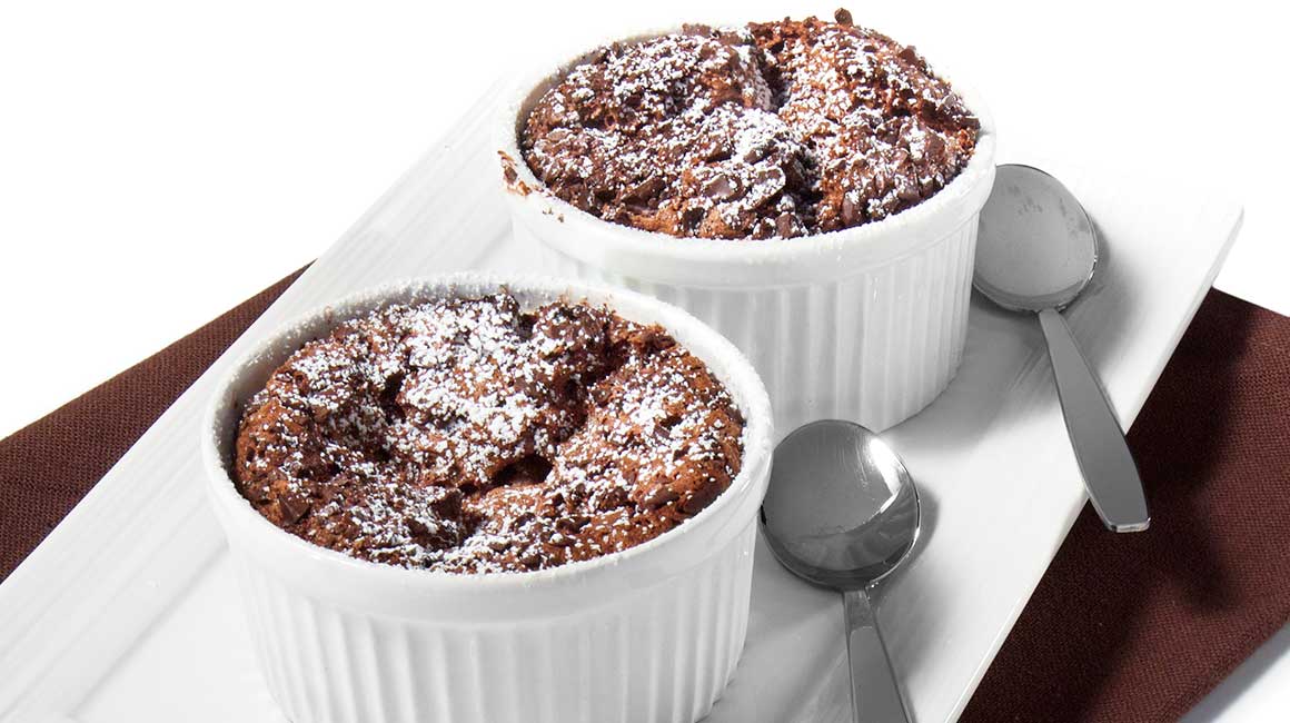 Chocolate and pear soufflés