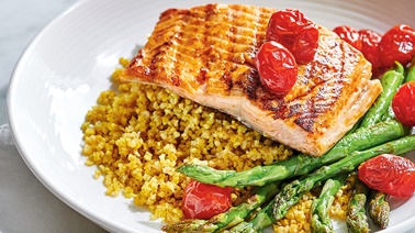 Grilled Trout with Curried Bulgur, Asparagus and Cherry Tomatoes by Ricardo