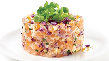 Salmon tartare with crunchy cabbage and spicy mayo  from Geneviève Everell