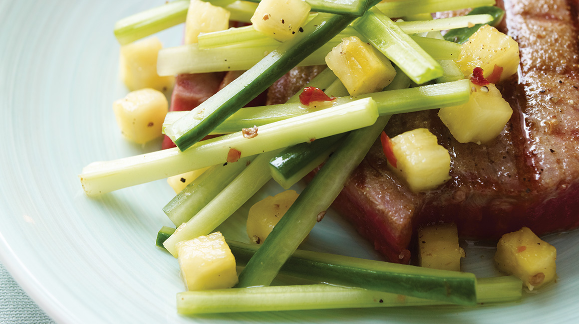 Tuna with Sweet and Sour Pineapple, Cucumber, and Celery by RICARDO