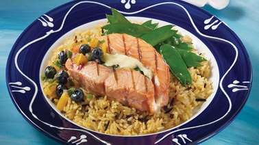 Grilled Salmon Tournedos with Blueberry Salsa