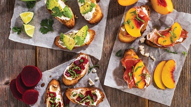 Goat cheese bruschetta trio