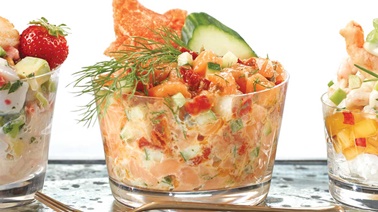 Mediterranean-style salmon tartare verrines