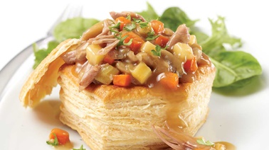 Duck confit puff pastry shells