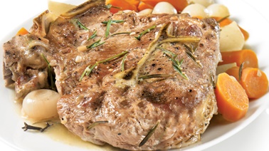 Rosemary veal roast and vegetables