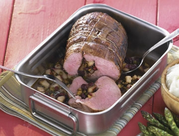 Quebec Leg of Veal Roast stuffed with Pear, Cranberry and Pistachio