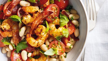 Salade de haricots blancs et de crevettes grillées de Ricardo