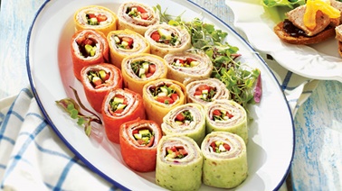 Mediterranean-flavoured tortilla sushi