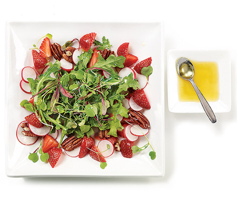 Microgreens and strawberries salad