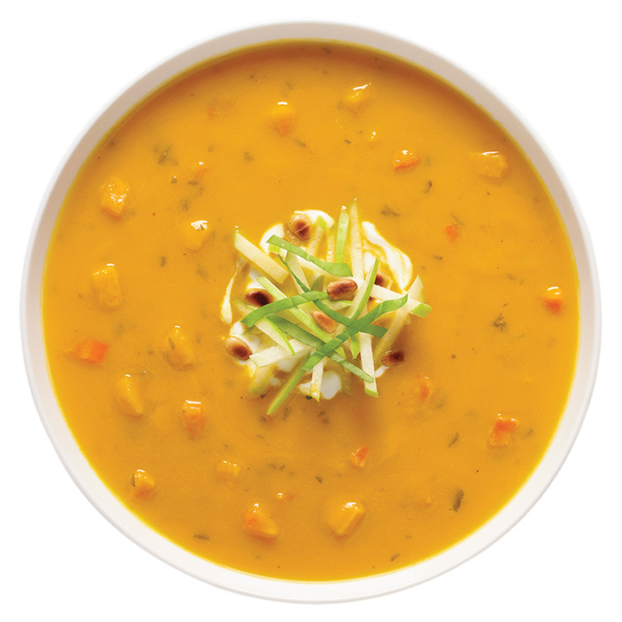 Caramelized onion, carrot and sweet potato soup  