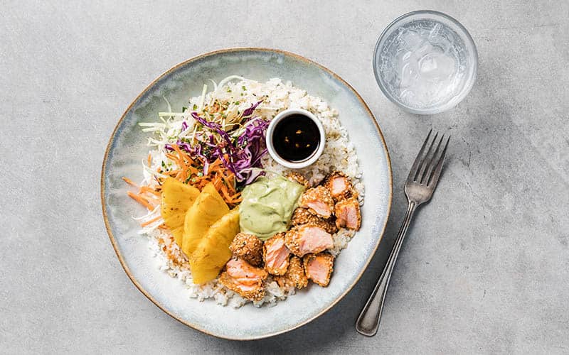 Crispy Salmon, Avocado & Coriander Cabbage Bowl